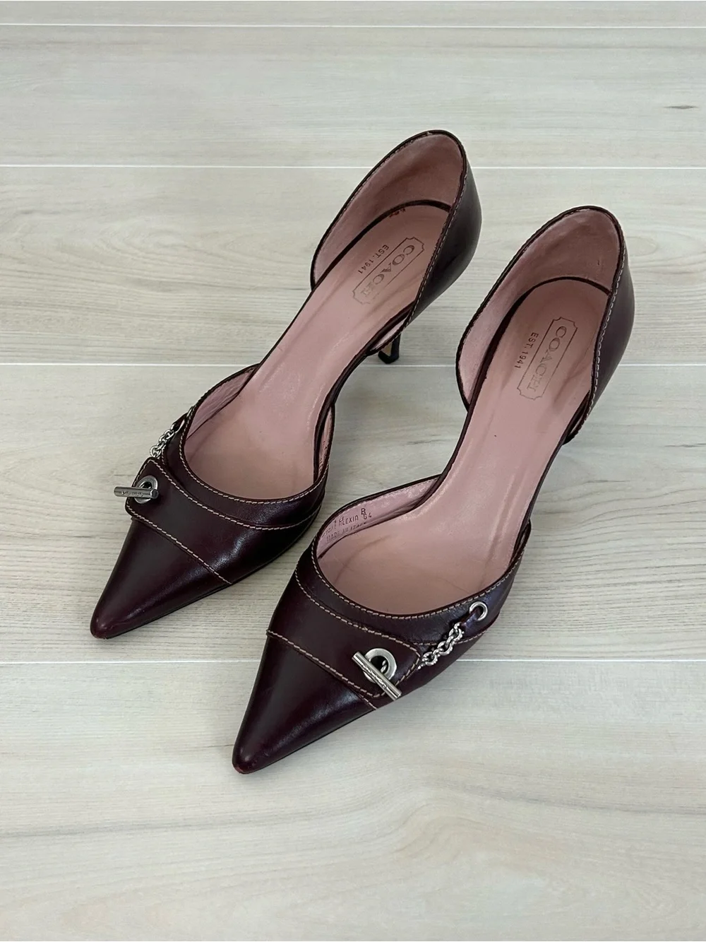 burgundy coach heels